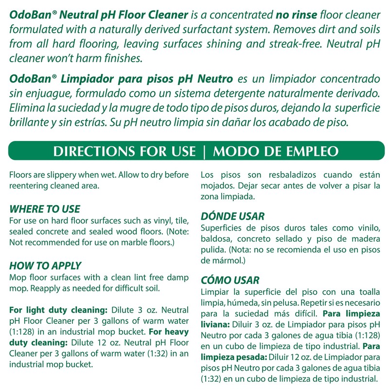 OdoBan Professional Cleaning Neutral pH Floor Cleaner and BioStain and