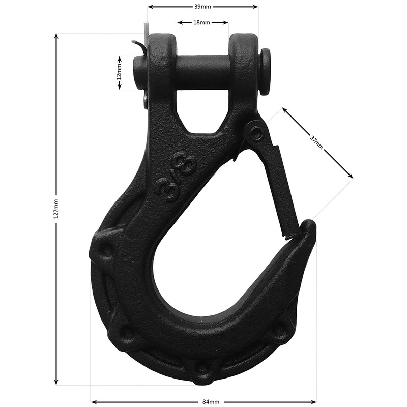 Winchmax Winch Hook. 3/8 Inch Grade 70 Drop Forged Tactical
