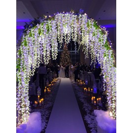 DearHouse 12 Pack 3.6 Feet Artificial Fake Wisteria Vine Ratta Hanging Garland Silk Flowers String Home Party Wedding Decor (Purple 2)