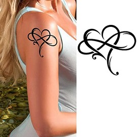 Tattoo Design 6 Sheets Temporary Tattoos for Women Adults Big Heart with Infinity Symbol Sign of Eternal Infinite Love Temporary tattoo for Men for Woman Neck Arm