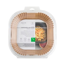 Core Kitchen Natural Brown 7.9 Inch Square Air Fryer Liners, Disposable Non-Stick Parchment Paper for Frying, Baking, Roasting & Grilling, 75 Pieces, 43389