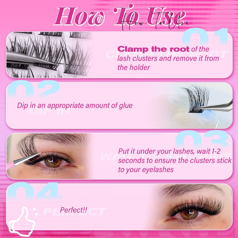 Ruairie Lash Clusters Wispy Eyelash Cluster Eyelash Extensions 154pcs Fluffy