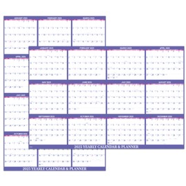 2025 Yearly Wall Calendar - Dry Erase Calendar 2025, Jan.2025 - Dec.2025, 34.8" x 22.9", Wall Calendar 2025, Vertical/Horizontal, Reversible - Purple