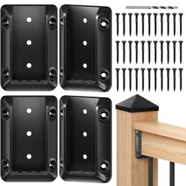 Toscoco 4 Pcs Deck Railing Bracket Connectors for 2"×4" (1.5" × 3.5") Deck Railing Wood Post, Railing Bracket for Wood Stair Fence Railings Handrail with Coated Screws and a Drill Bit, Fence Brackets