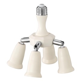 SIXZOONM 4 in 1 Light Socket Splitter Adapter, E26 E27 Standard Base LED Bulbs Converter, 360 Degrees Adjustable 180 Degree Bending, 4 Way Light Bulbs Socket Holder