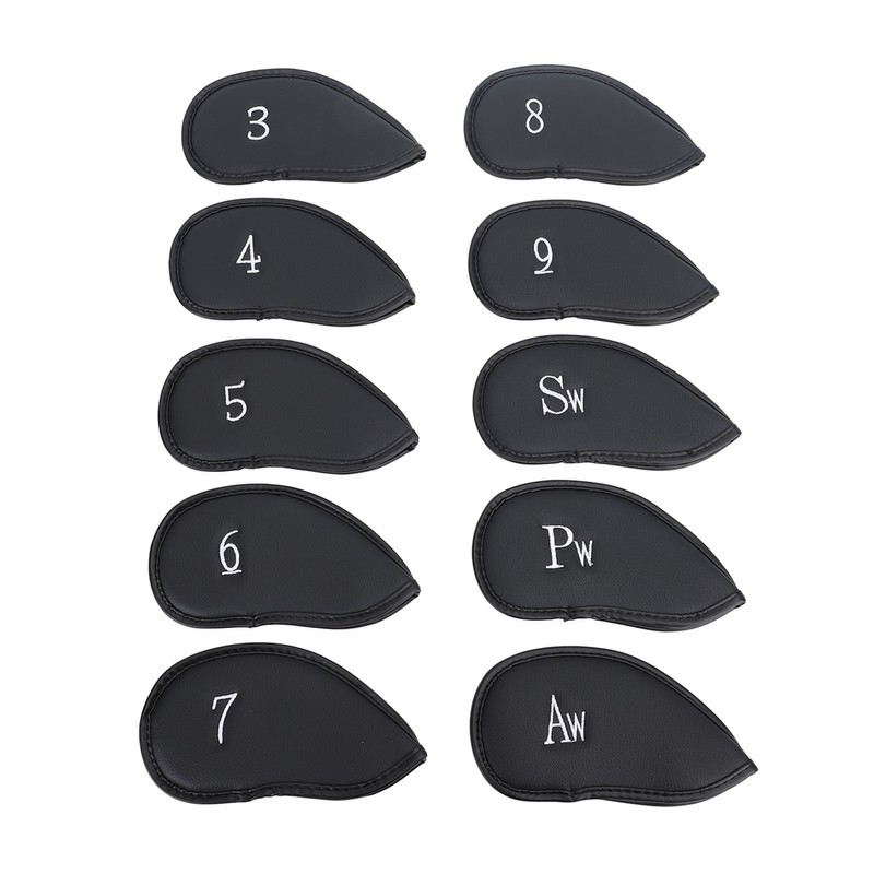10PCS Golf Club Head Cover PU Leather Protective Abrasion Resistant