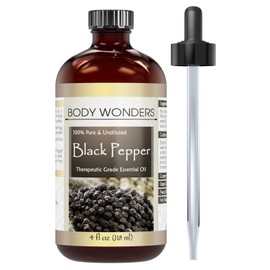 Body Wonders 100% Pure, Undiluted Therapeutic Grade Oils Black Pepper Essential Oil 4 Fl Oz 118 Ml