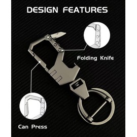 Infxyfy 4pcs Heavy Duty Keychain Opener with 2 Keyrings Car Keychains, Multifunctional Toolbox for Men and Women Car Keychains(Black,Blackd,Silver,Silverd)