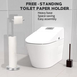 Kalitro Toilet Paper Holder Stand, 5 Rolls Large Storage Tissue Roll Holder Free Standing for Bathroom, Modern Toilet Roll Holder - Brushed Nickle