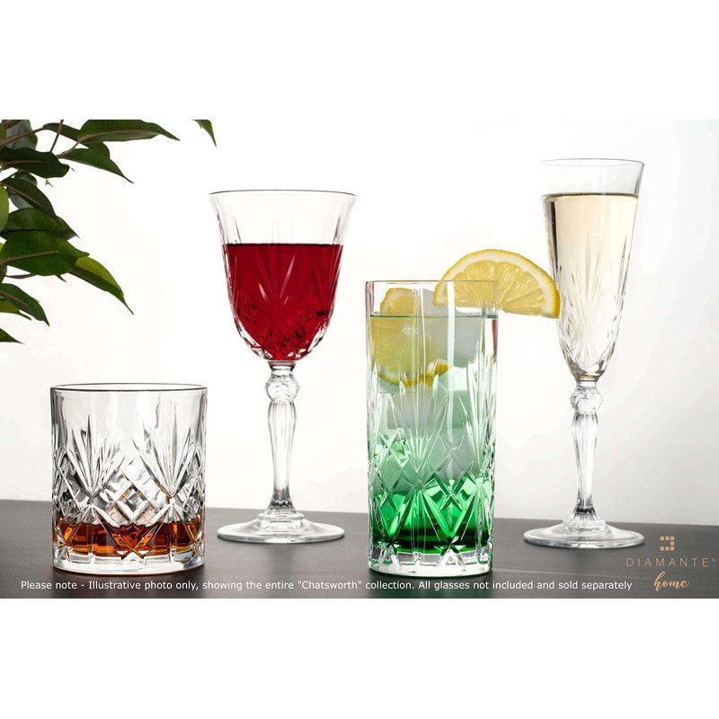 DIAMANTE Chatsworth Champagne Prosecco Flutes - Made from Premium Lead