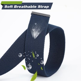 WHIPPY Canvas Web Belt Flip-Top Solid Black Military Buckle Fully Adjustable Mens Webbing Belts Cut To Fit Navy Blue S