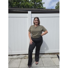 FOREYOND Plus Size Flare Leggings for Women with Pockets Bell Bottom Yoga Pants High Waisted Boot Cut Workout Gym Casual Black