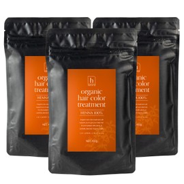 Henna Hair Dye Orange 100% Organic Hair Color Treatment Color Herb Powder No Synthetic Ingredients Gentle on Hair and Scalp Hair Color HENNA [h Natural] (300g (100g x 3 Bags), Orange)