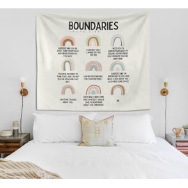 Knibeo Mental Health Boho Tapestry - Counseling Office Decor, 50x60 Inch Classroom Tapestry, Wall Tapestry for Office, Therapy Office Decor, Boho Rainbow Classroom Decor