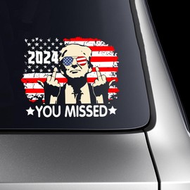 Iprokiu Trump Car Sticker Waterproof Vinyl Peeking Decal for Car Window Bumper Trump 2024 Sticker Vehicle Truck Laptop Wall Car Decor Funny Trump Decal for Vehicle (Flag)
