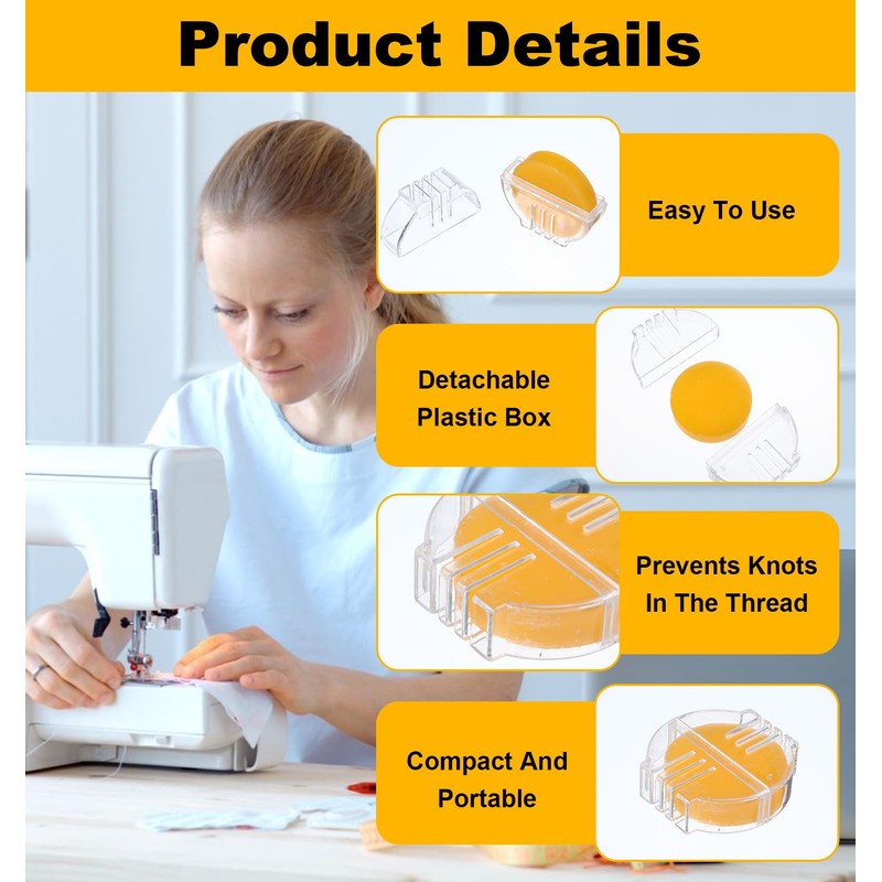 4 Pcs Beeswax for Thread, Yellow Beeswax Thread Conditioner (5