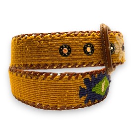 Albero del Real Guatemalan naif ethnic belt - leather belts with multicolor embroidery - Argentine polo and golf belt for men or women