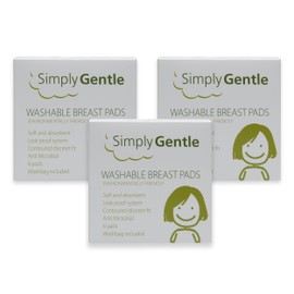 Simply Gentle Washable Breast Pads – Soft & Absorbent – Discreet - Leak-Proof Protection – Anti-Microbial & Easy to Wash – 6 Pads (Pack of 3)