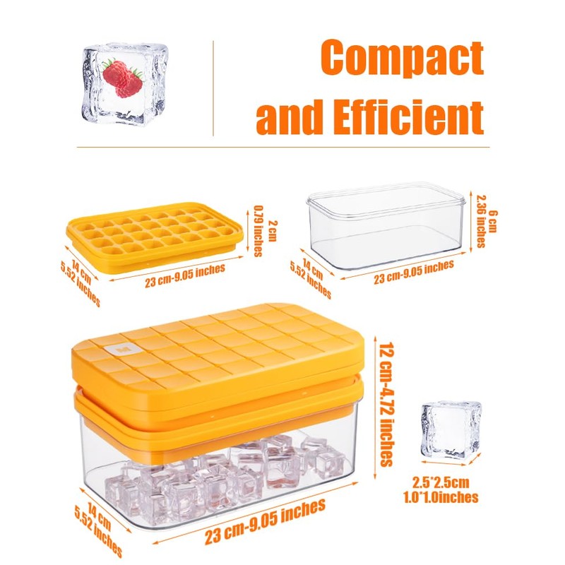 Brigii Ice Cube Tray with Lid&Bin, Ice Cube Mold with