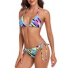 RELLECIGA Women's Wavy Triangle Bikini Set Brazilian Swimwear (Large,Neon Striped)