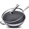 MuChaIOAK Honeycomb Wok 13.4 Inches, Stainless Steel Non Stick Double
