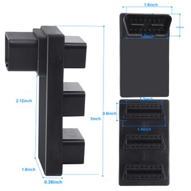 ZIWIMEGO OBD2 OBDII Full 16 Pin Male to 3 Female Adapter 1 to 3 Port Extension Converter for All Standard OBD2 Devices Diagnostic Extender Connector
