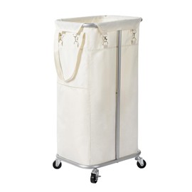 WOWLIVE 100L Rolling Laundry Hamper with Wheels Large Basket Organizer Laundry Cart with Steel Frame and Removable Bag Foldable Tall Dirty Clothes Hamper Dorm Room Storage for Bedroom (Light Beige)
