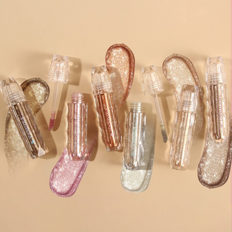 Liquid Eyeshadow with 6 Colours, Metallic Pigment, Quick Drying and