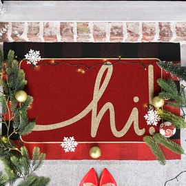 Artoid Mode Red Hi Valentine's Day Doormat, Daily Home Decor Low-Profile Switch Rug Welcome Door Mat Floor Mat for Indoor Outdoor 17x29 Inch