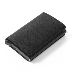 GROOVE GEAR ggs-2019 0.1 Second Card Arrangement Card Case, Skimming Prevention, Slide Type, Men's Mini Wallet, Compact, Lightweight, Stylish, Cool, Black