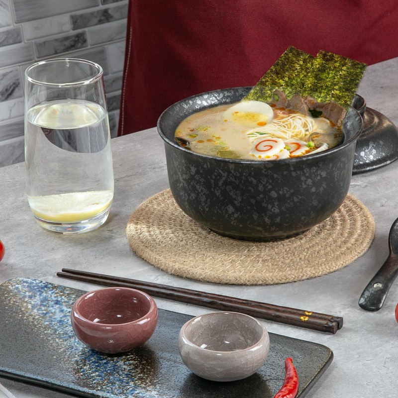 Niturceal Ceramic Ramen Bowl Set Ramen Noodle Bowl with Lid