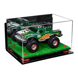 Better Display Cases Acrylic Versatile Display Case - Medium Rectangle Box with Mirror Case, Red Risers, Wall Mount and Turf Base 12" x 8.25" x 7.25" (A018/V40)