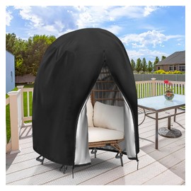 Iptienda Patio Egg Chair Cover, Waterproof Egg Chair Cover with Zipper for Outdoor Hanging Egg Swing Chair and Lawn Chair, Black-58x36x56inch
