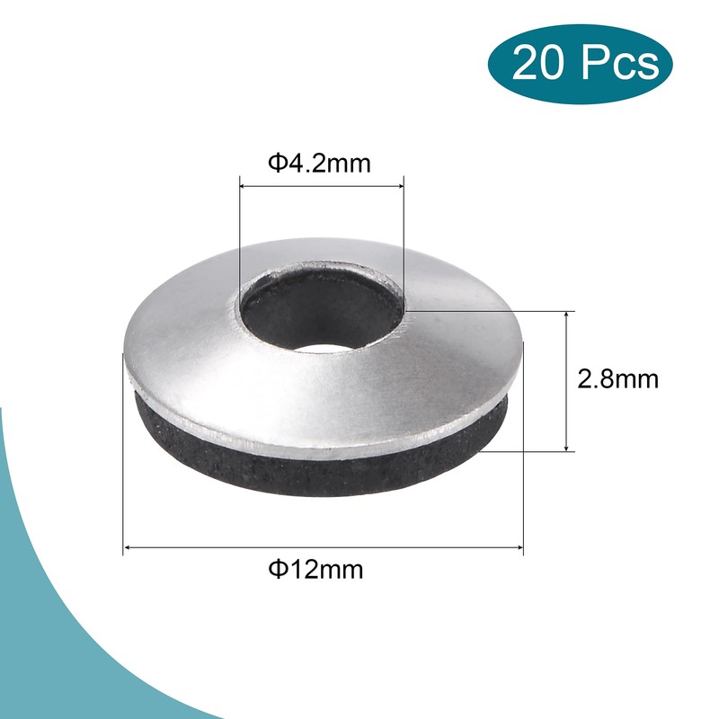 sourcing map Bonded Sealing Washers 12x4.2x2.8mm Stainless Steel EPDM Rubber