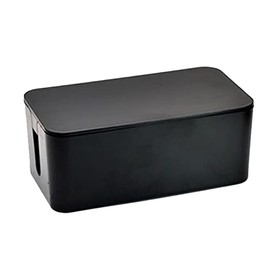 Caja de gestión de cables, caja organizadora de cables para el hogar y la oficina para cubrir y ocultar las tiras de alimentación y cables, protector de sobretensiones (grande, negro)