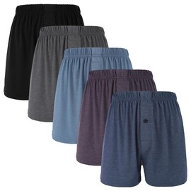 BAMBOO COOL Men's Boxer Shorts Loose Underwear Breathable Buttery Soft Boxer Shorts for Men with Button Fly 5 Pack