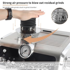 Single Dose Hopper with Silicon Bellow Compatible with Delonghi EC9335 EC9355 Espresso Machine Coffee Grinder Cleaning Accessories Tools for Blow Out Residual Coffee Grounds