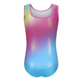 SEAUR Girls' Sleeveless / Long Sleeve Children's Gymnastics Leotard Gymnastics Dance Clothing Colourful Pattern 5-12 Years, A05 Rainbow Stripe
