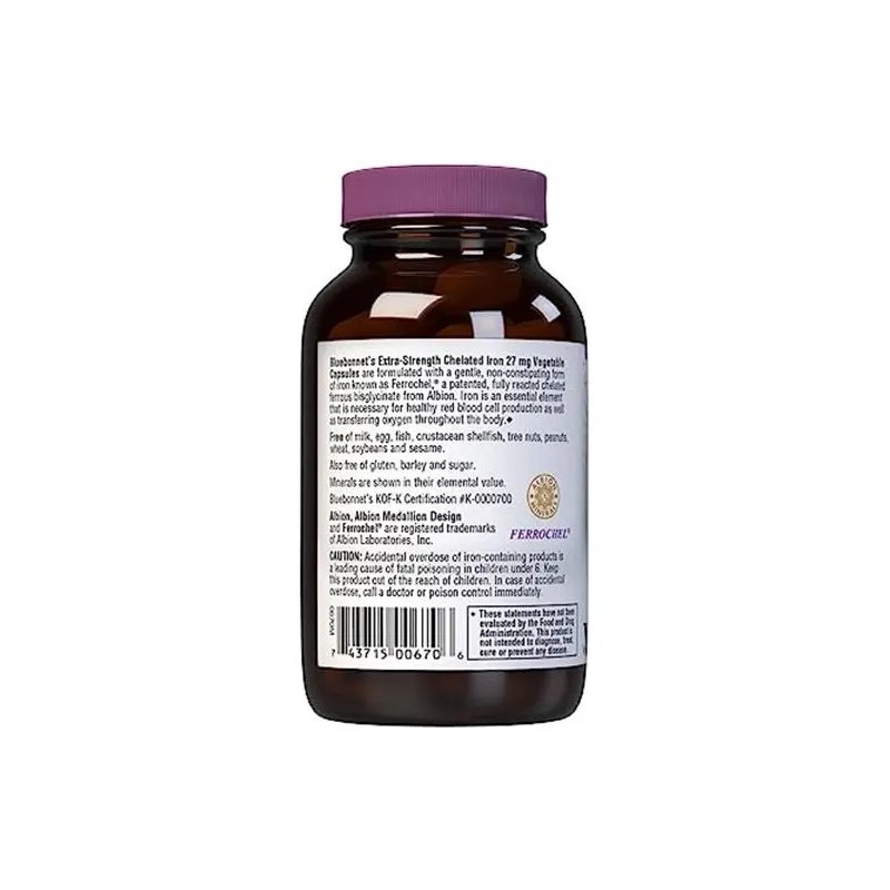 Bluebonnet Albion Hierro Quelado 27 Mg 90 Cápsulas Vegetales