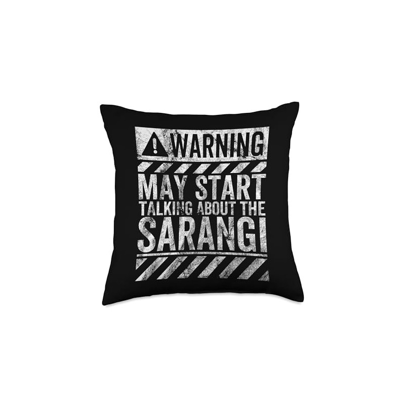 Funny Warning Sign May Start Talking About Sarangi Throw Pillow