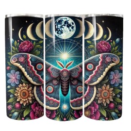 Handmade Gothic Moth Witchy Vibes Celestial Wiccan  20oz Tumbler Travel Cup Insulated