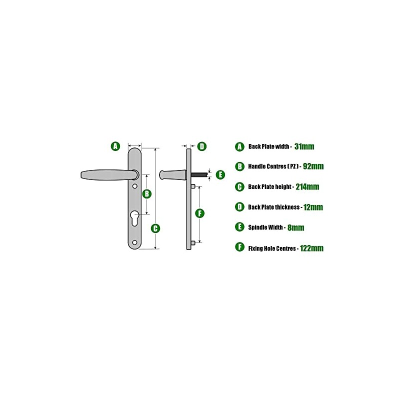 UPVC Door Handle Avocet Pioneer Sprung 92mm PZ Double Glazing