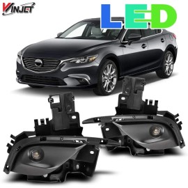 Stealth by Winjet WINJET Style Style LED Projector Bumper Fog Lights +Bezels - Fits 2017 Mazda 6
