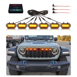 Grill Lights for Jeep Wrangler JL JLU Front Bumper Grille LED Running Marker Lamp Accessories (Amber, 2024-2025)