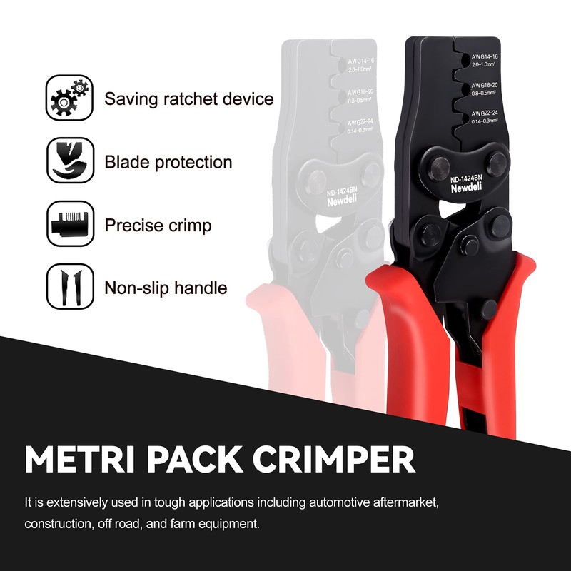 Weather Pack Crimpers, Newdeli Crimp tool AWG 14-24 for Crimping