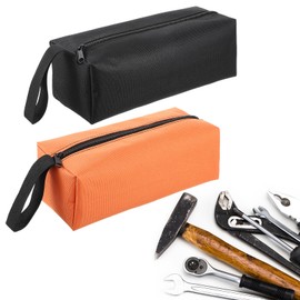 oruola 2pcs Small Tool Bag,Canvas Zipper Small Tool Bags,Zippered Canvas Pouches,Small Tool Pouch for Men Women,Multipurpose Tool Organizer Storage Bag for Screwdriver,Bolts,Nuts,Nails,Black & Orange