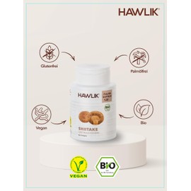 Hawlik Vital Mushroom - Organic Shiitake Powder - 120 Capsules - 420 mg Vital Mushroom Powder - GMP Quality - Shellbroken