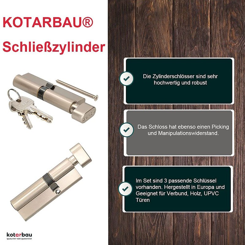 KOTARBAU 5907465919593 Lock Cylinder, Nickel, A 40 / B 40