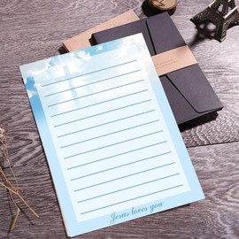 Christian Stationery 50 Set Religious Stationery Paper and Envelopes,8.2x5.5 inch Letter Writing Paper