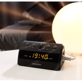 Lunartec LED Alarm Clock: Sunrise Light Alarm Clock with Connection for Bedside Lamp (Bedside Lamp with Alarm Function, Clock Alarm Clock, Desk Lamp), black, Modern